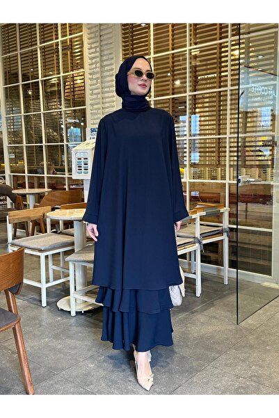 NS Moda فستان تيسنتور سافير باللون الأزرق الداكن - موديل 557