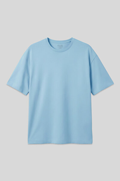 AIR JONES Svetloplava Pamuk komada debele Mekane teksture Oversize kroj majic...