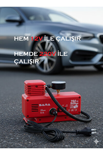 SARA HIRDAVAT ELEKTİRİKLİ 12V - 220V HAVA KOMPRESÖRÜ