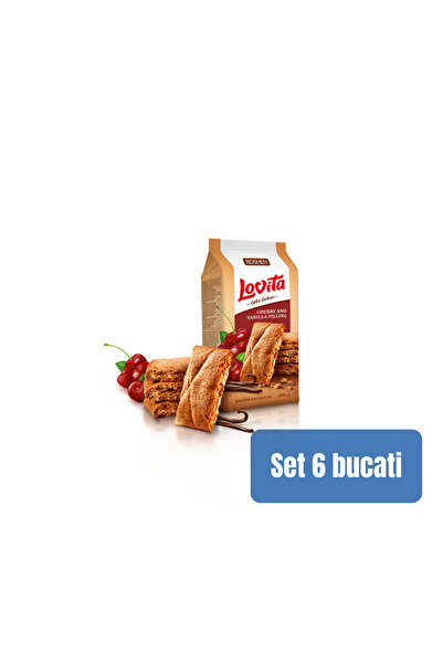 Roshen SET OF 6 PIECES - BISCUIT LOVITA WITH CHERRY-VANILLA FILLING (33%) 168g