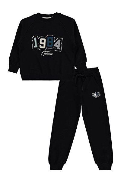 Mışıl Set trening brodat pentru copii 1984, 10-13 ani - Negru