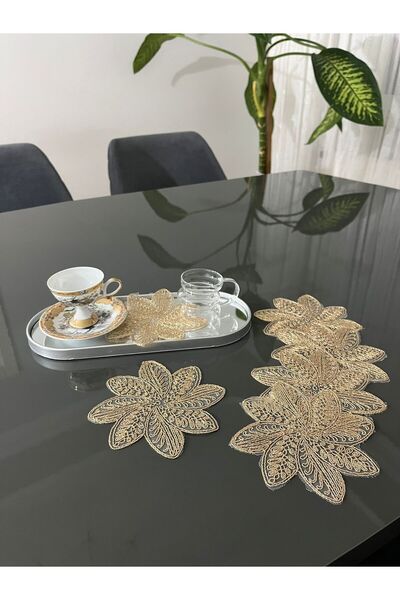 BRL ÇEYİZ HOME Set of 6 Stylish Coffee Side Presentation Guipure Tulle Napkins