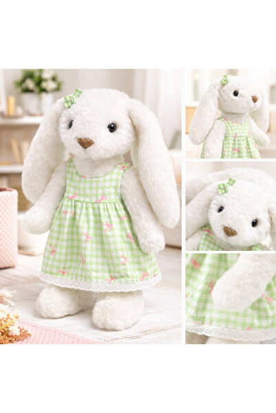 HALLEY ELBİSELİ BEYAZ TAVŞAN PELUŞ OYUNCAK 45 CM
