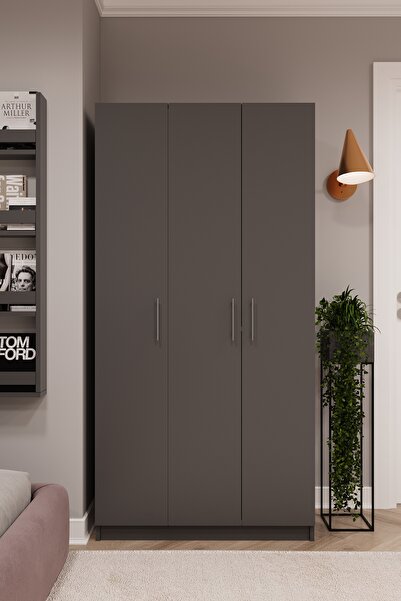 asratrend Asra Trend MDF 3 Kapaklı Gardırop - 90×180×47cm, 5 Raflı Düzenleyic...