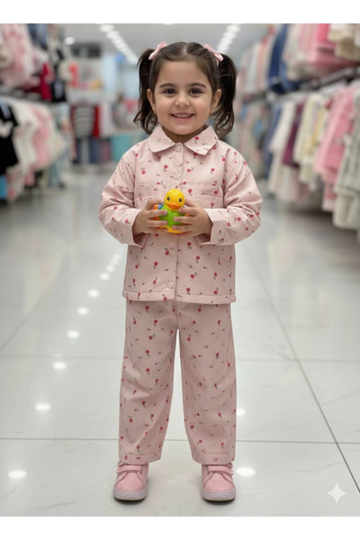 Kidmark Çocuk Modası Girl's Floral Detailed Woven Set