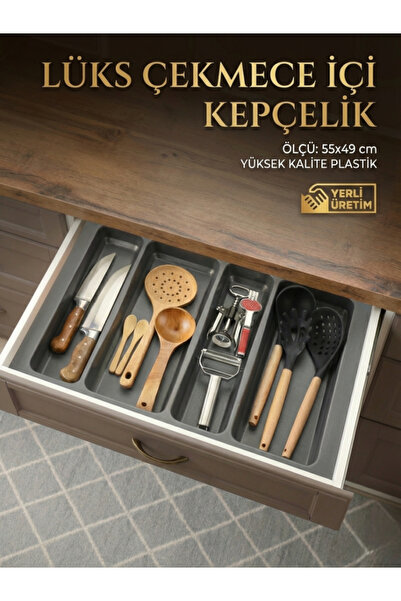 Padilon Anthracite Drawer-Inside Spoon Holder & Ladle Organizer 55×49 cm