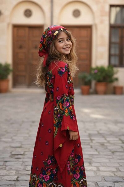 MODA YÖRESEL HAMAVİ ÇOCUK ELBİSE (ŞAL VE KUŞAK BİRLİKTE)