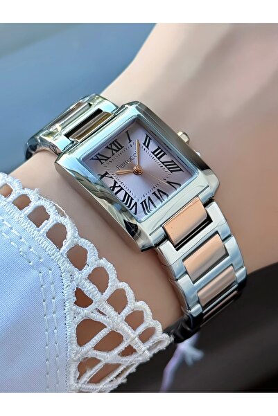 Ferrucci Kadın Gümüş Füme Çelik Kare Kasa Quartz Kol Saati - Şık Metal Kordon...