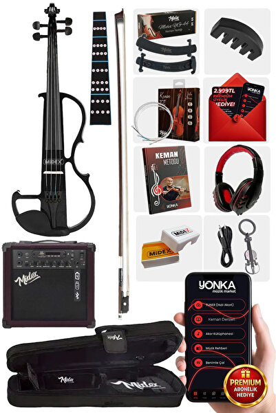 Midex RCZ-606BK-AMP Elektro Keman ve Şarjlı Anfi Seti