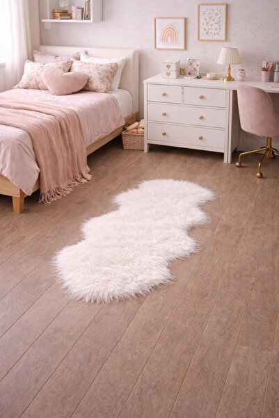 EYPRICH Kuzu Post Peluş Premium Yumuşak Tüylü Halı - Beyaz