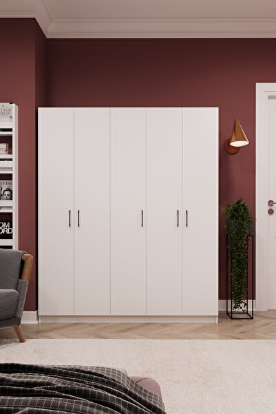 asratrend Asra Trend MDF 5 Kapaklı Gardırop - 150×180×47cm, 5 Raflı Düzenleyi...