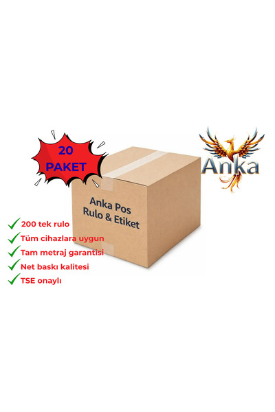 Anka 80x40 Termal Yazarkasa Pos Rulosu (1 koli-200 adet) Adisyon & Bilgi Fişi...