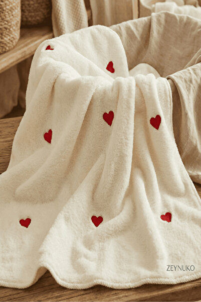 ZEYNUKO Heart Embroidered Welsoft 90*100 cm Baby Blanket