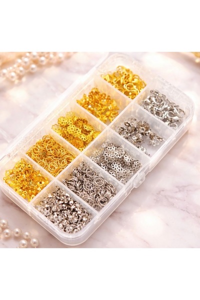 yiğit aksesuar 440 Pcs Two Colors Gold Silver Necklace Bracelet Making Kit Se...