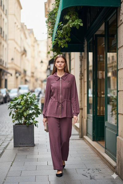 Nuss Pantolonlu Takım 1049 bordo