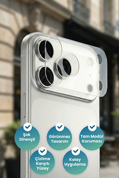 BLUEO B iPhone 17 Pro Compatible Invisible Shock-Resistant Lens Module Protec...