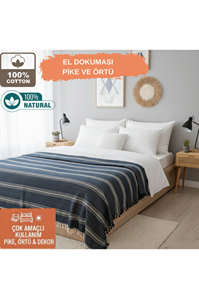 CESSTORE Pamuk El Dokuması Pike, Çift Kişilik Dört Mevsim Pike Örtüsü 200 x 2...