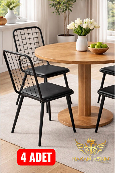 BY HAKAN AŞKIN Borulu Lux 4x Adet Tel sandalye Salon-Mutfak-Balkon-Çalışma Sa...