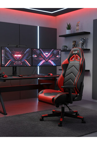 GAMERX X Serisi Kumaş Oyuncu Koltuğu Kırmızı/siyah
