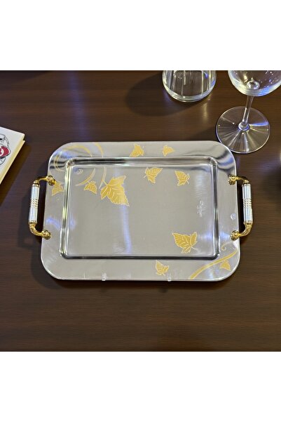 inox Small Single Italian serving tray, 33*24.5cm, high-quality stainless steel.
