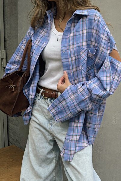 Elia Swimwear Camasa Dama Carouri Oversize Maneci Lungi Bleu Cielle Adria