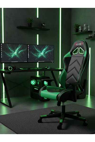 GAMERX X Serisi Kumaş Oyuncu Koltuğu Yeşil/siyah