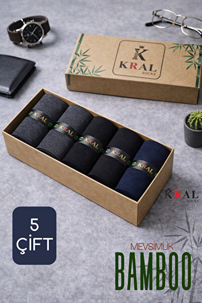 KRAL SOCKS Premium Busines (5 ÇİFT HEDİYE KUTULU) Klasik Uzun Boy Mevsimlik D...