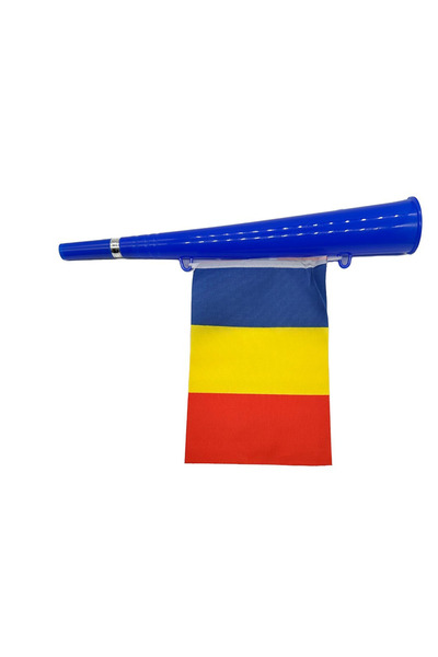 Vision XXI Vuvuzela cu Steag Tricolor "Hai Romania", 36cm, Euro 2024, albastr...