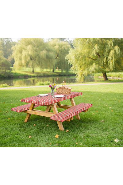 Huge Home Standart Beden Piknik Masası Örtüsü Ve Bank Koltuğu Örtü Seti - Pik...