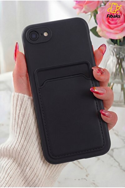 Fibaks iPhone 7/8/SE Kılıf Kamera Korumalı Kartlıklı Cüzdanlı Kırmızı Tuşlu S...