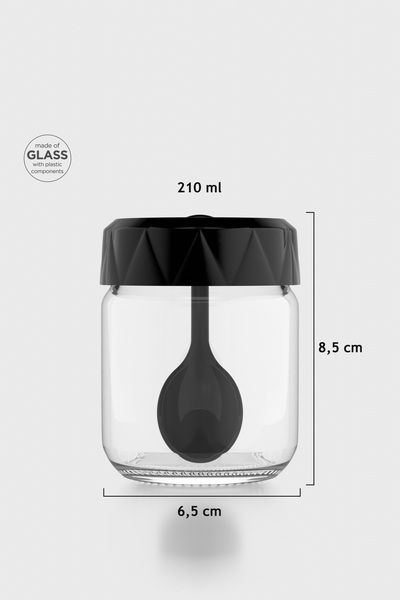 Renga Lexa 210 ml Glass Spice Jar with Spoon 161019 Black