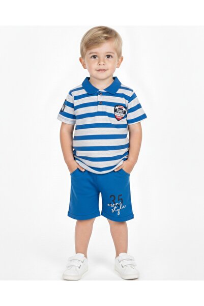 VOY KİDS Хлопчачий щоденний смугастий поло з коміром, стильний комплект з фут...