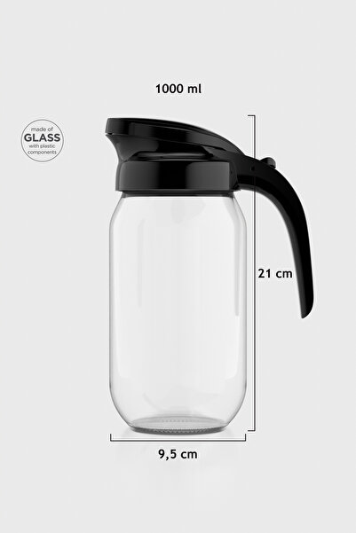 Renga Beluga 1000 ml Siyah Kapaklı Cam Sürahi 111028