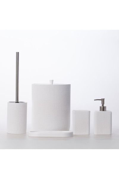 Selim Linen Bathroom Set White