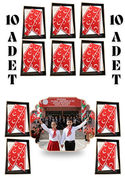 Walkenzo Turkish Flag Patterned Tie Form Children's Scarf (10 Pieces)