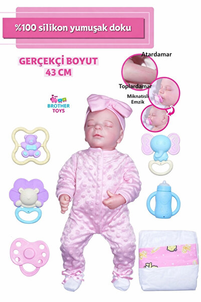 Brother Toys Gerçekçi Et Bebek 43 Cm Gerçek Detaylı %100 Silikon Yumuşak Vücu...