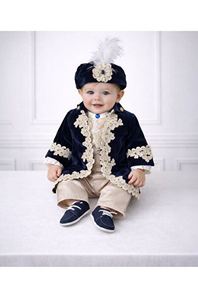 Botez Costum baietel - Fabian bluemarin (catifea)