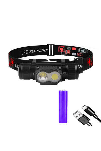 Choice مصباح أمامي LED أبيض وأحمر يعمل ببطارية من النوع C، مناسب للصيد والتخييم.