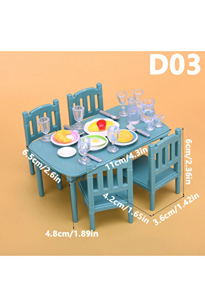 Choice6 D03 1:12 Miniature Furniture Forest Family Kitchen Toy Dining Table D...