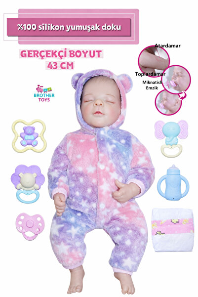 Brother Toys Gerçekçi Et Bebek 43 Cm Gerçek Detaylı %100 Silikon Yumuşak Vücu...