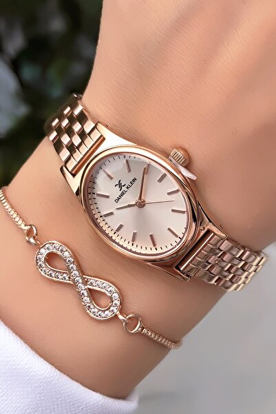 Daniel Klein Orijinal 3 Atm Su Geçirmez Kadın Kol Saati Rose Renk Çelik Kordo...