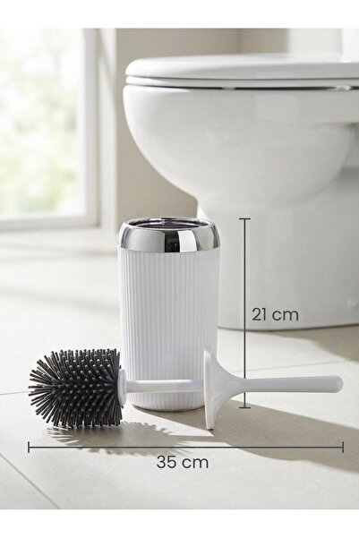 MappleHome Βούρτσα τουαλέτας σιλικόνης - Επιχρωμιωμένη Smart Soft White