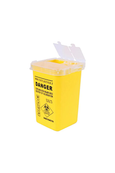 Choice Yellow 1L Plastic Tattoo Waste Box Medical Supplies Container Disposab...