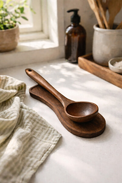 BUCOLIC Doğal Ahşap Kaşık & Kepçe Altlığı – Tezgah Düzenleyici