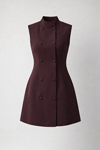 Julidress Rochie tip jachetă premium, fără mâneci, cu căptușeală dublă, detal...