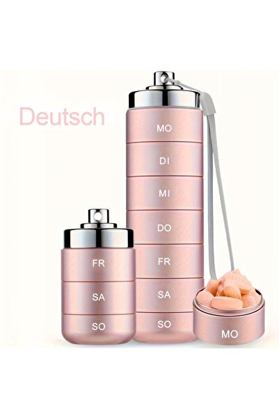 Choice منظم حبوب معدني للسفر، وردي اللون [طباعة ألمانية]، منظم فيتامينات محمو...