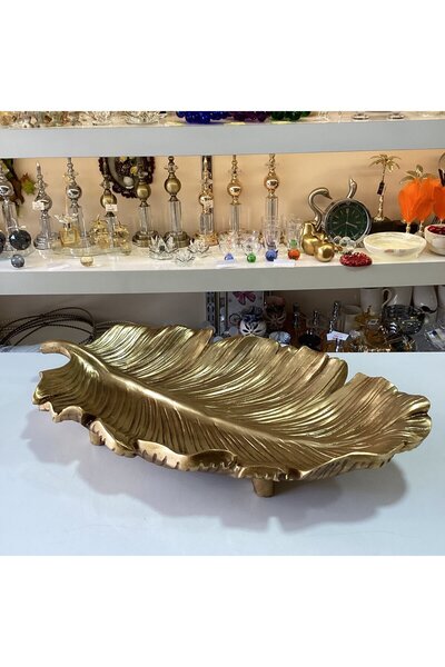 Gold home design Dekoratif Yaprak Gold Tabak