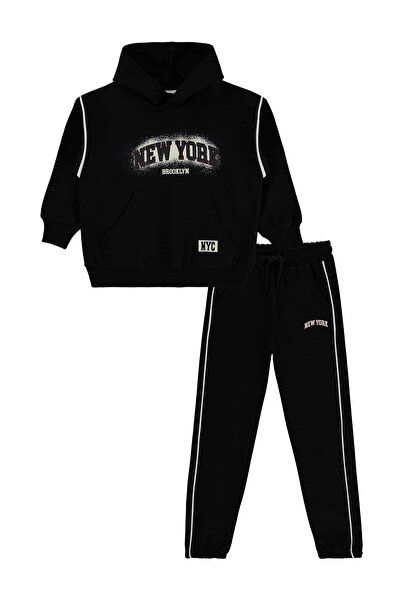 Mışıl طقم بدلة رياضية للأطفال بجيب كنغر سايدز حواف أسطوانية من 10-13 سنة - أس...