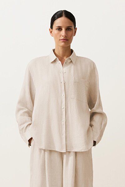 Oysho %100 keten Relaxed gömlek