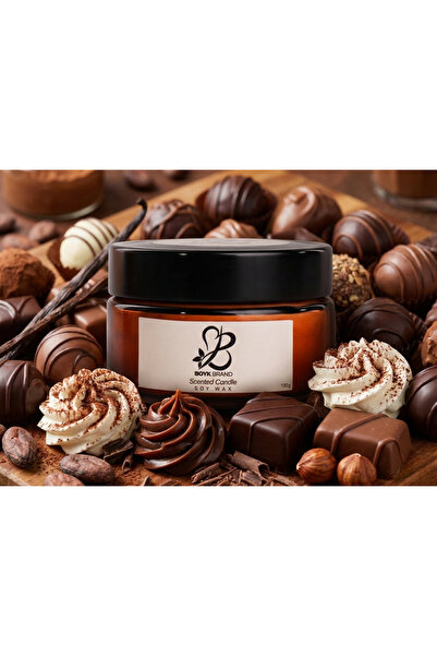 Cacao & Cream Scented, Amber Glass Jar Scented Candle - 100% Natural Soy Wax - 230cc